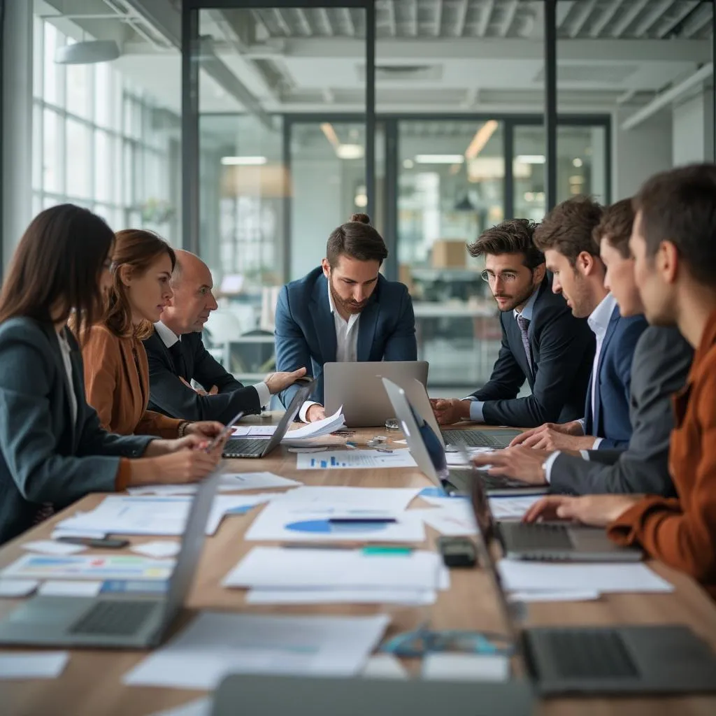 Equipo de ConsultoríaGlobal en sesión de planificación estratégica